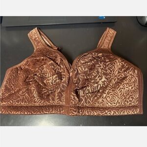 Breezies Brown Floral Lace Bra